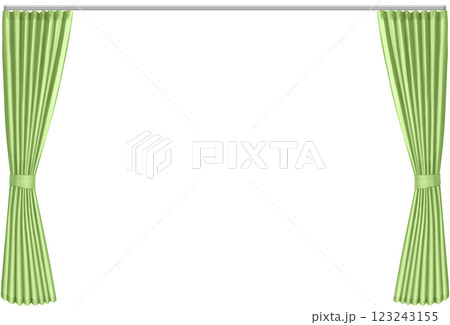 束ねた緑色のカーテン 123243155