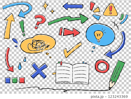 Hand-drawn decoration material set, learning, arrows 123243369
