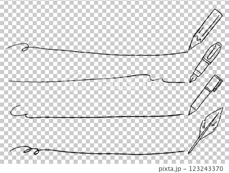 Set of hand-drawn pen and line frames and decorative elements 123243370