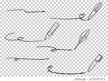 一組手繪筆和線框及裝飾元素 123243371