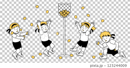 投球向量插圖運動日運動會簡單可愛小學生學校活動秋季 123244009