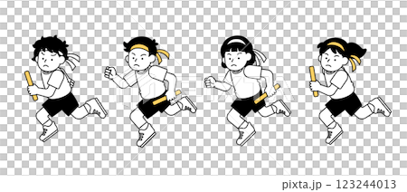 嚴肅的接力賽、競走賽、跑步比賽向量插畫素材簡單可愛小學生男孩女孩 嚴肅的接力賽、競走賽、跑步比賽向量插畫素材簡單可愛小學生男孩女孩 123244013