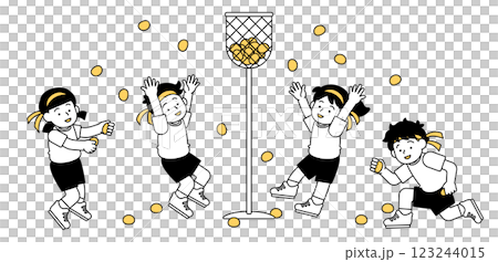 投球向量插圖運動日運動會簡單可愛小學生學校活動秋季 123244015