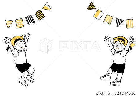 楽しい運動会のフレームイラスト 枠 コピースペース 楽しい運動会のフレームイラスト 枠 コピースペース 123244016