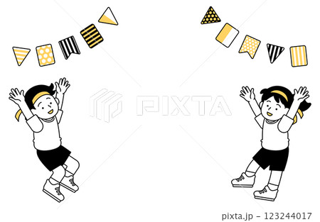 楽しい運動会のフレームイラスト 枠 コピースペース 楽しい運動会のフレームイラスト 枠 コピースペース 123244017