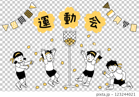 投球/運動日向量插圖簡單可愛花環小學小學生 123244021
