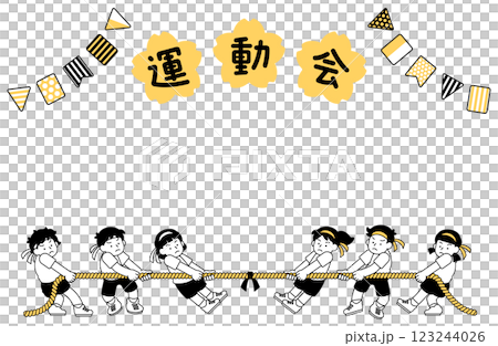 Frame illustration of athletic meet and tug of war Frame Copy space Sports festival Person Garland Simple Cute 123244026
