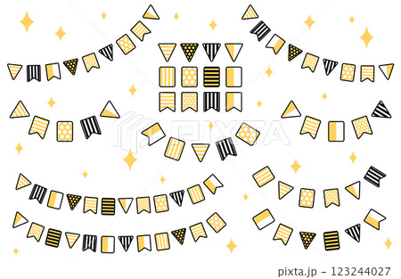 運動会モチーフのガーランドあしらい・ライン素材ベクターイラスト素材  シンプル かわいい  123244027