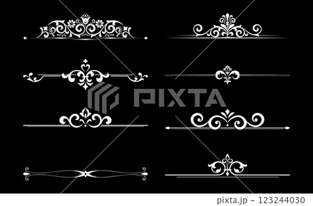 Vintage set. Floral elements for design monograms, invitations, frames, menus and labels. Graphic design of the website, cafes, boutiques, hotels, wedding invitations. 123244030