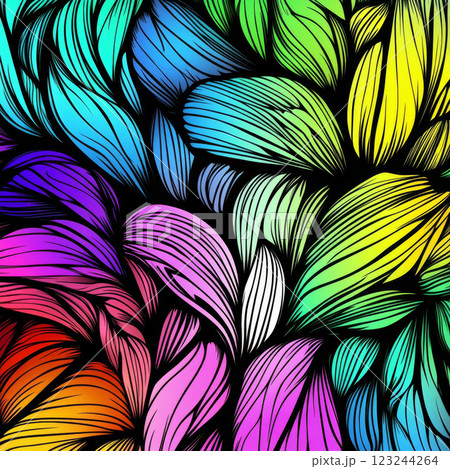 Vibrant colorful leaves in seamless pattern, showcasing artistic design 123244264