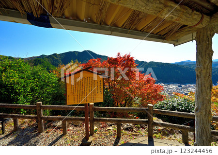 美濃国　郡上八幡城　「天守炎上」青空と紅葉の様子 123244456