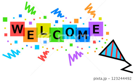 歓迎の気持ちと挨拶を英語で記入したイラスト 歓迎の気持ちと挨拶を英語で記入したイラスト 123244492