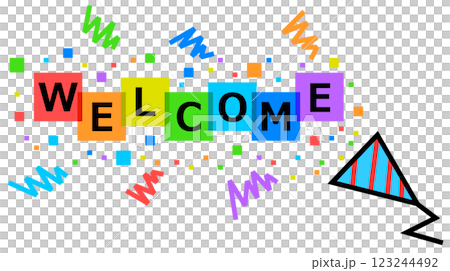 歓迎の気持ちと挨拶を英語で記入したイラスト 歓迎の気持ちと挨拶を英語で記入したイラスト 123244492
