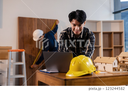 Team architect or engineer in office working on architects project. 123244582