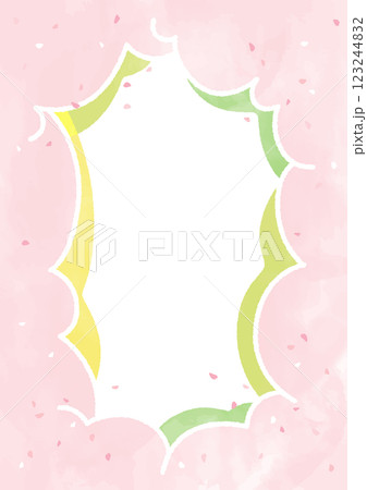 満開の桜の木のフレームイラスト素材　縦型 123244832