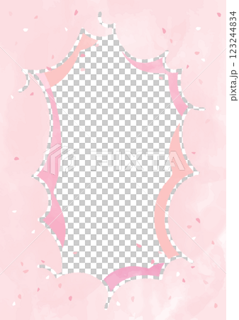 盛開的櫻花樹的框架插圖（垂直） 123244834