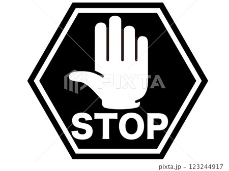 ストップ,立入禁止,止まれ,危険,危ない,禁止,警告,注意,制限,生活,防止,マーク,アイコン 123244917