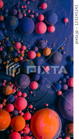 Gel blob. Paint mix. Oil pink violet orange ball drops float sink in water. Art pigment powder fantasy abstract galaxy planet background. Gel blob. Paint mix. Oil pink violet orange ball drops float sink in water. Art pigment powder fantasy abstract galaxy planet background. 123245241