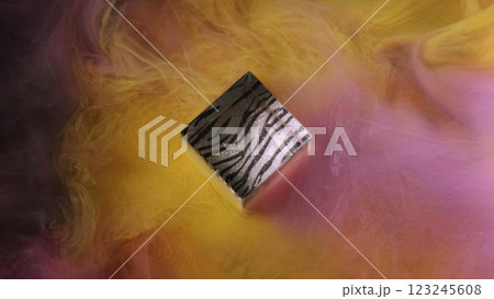 Paint drop. Color smoke cloud. Defocused yellow pink haze fume cube mist fog splash ink texture water fluid on abstract art background. Paint drop. Color smoke cloud. Defocused yellow pink haze fume cube mist fog splash ink texture water fluid on abstract art background. 123245608