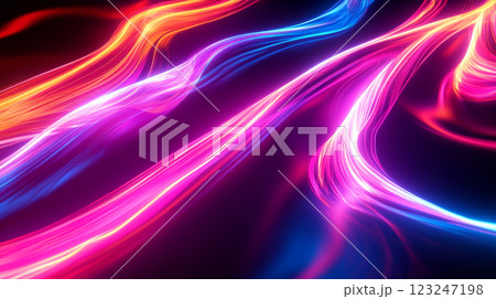 Abstract light trails flow in vibrant colors, creating a dynamic and modern visual effect with smooth curves and glowing texture. Abstract light trails flow in vibrant colors, creating a dynamic and modern visual effect with smooth curves and glowing texture. 123247198
