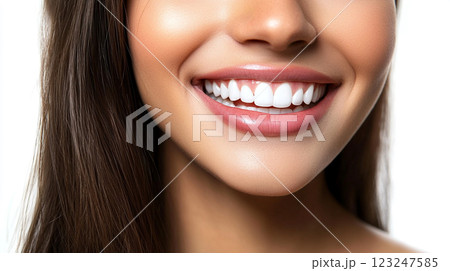 Radiant Smile: Close-up showcasing perfect, bright white teeth and healthy gums, conveying confidence and excellent dental hygiene. Radiant Smile: Close-up showcasing perfect, bright white teeth and healthy gums, conveying confidence and excellent dental hygiene. 123247585
