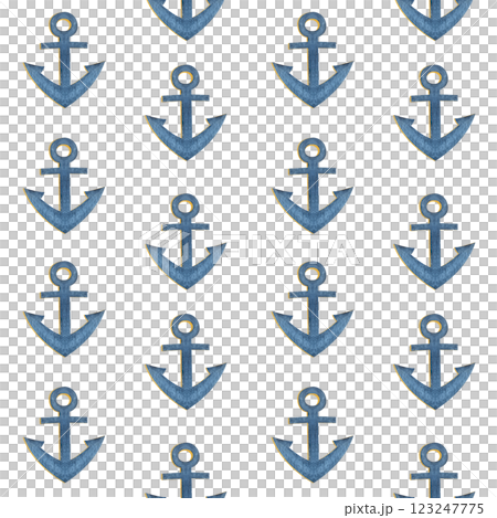 Anchor blue watercolor seamless pattern isolated on white. Hand painted art perfect for cards, wrapping paper, packaging, tickets, stationary tourism, travel, voyage design. Monochromatic clip art Anchor blue watercolor seamless pattern isolated on white. Hand painted art perfect for cards, wrapping paper, packaging, tickets, stationary tourism, travel, voyage design. Monochromatic clip art 123247775