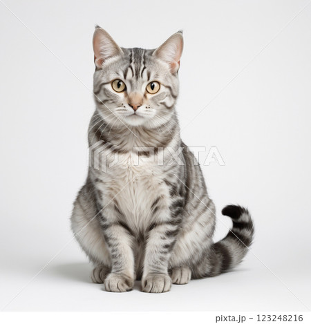 座っているサバトラ猫のイラスト素材 [123248216] - PIXTA