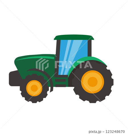 シンプルな緑色のトラクター 123248670