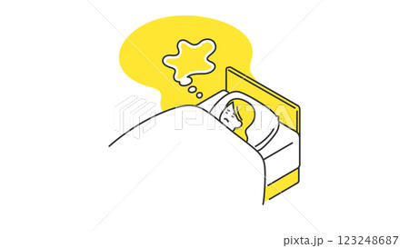 睡眠：なかなか眠れない女性 123248687
