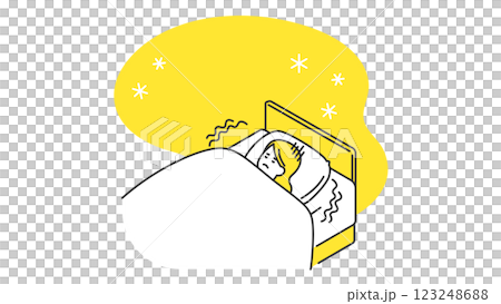 睡眠：冷えでなかなか眠れない女性 123248688