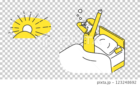 睡眠：一名女子因睡眠不足而早上醒來 123248692