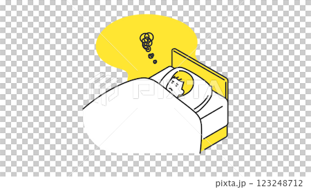 睡眠：なかなか眠れない男性 123248712
