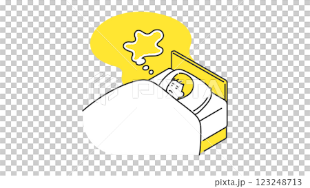 睡眠：なかなか眠れない男性 123248713