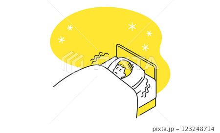 睡眠：冷えでなかなか眠れない男性 123248714