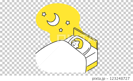 睡眠： 老年婦女在床上睡覺 123248727