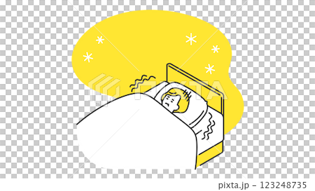 睡眠：冷えでなかなか眠れないシニア女性 123248735