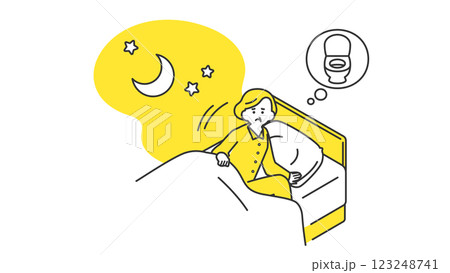 睡眠：夜中にトイレに行きたくなるシニア女性 123248741