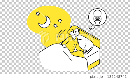 睡眠：夜中にトイレに行きたくなるシニア女性 123248741