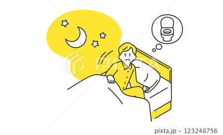睡眠：夜中にトイレに行きたくなるシニア男性 123248756