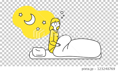 睡眠：夜中に目が覚める女性 123248769