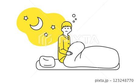 睡眠：夜中に目が覚める男性 123248770