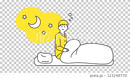 睡眠：夜中に目が覚める男性 123248770