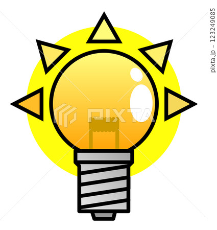 電球が光って明るくなるイメージのイラスト 123249085
