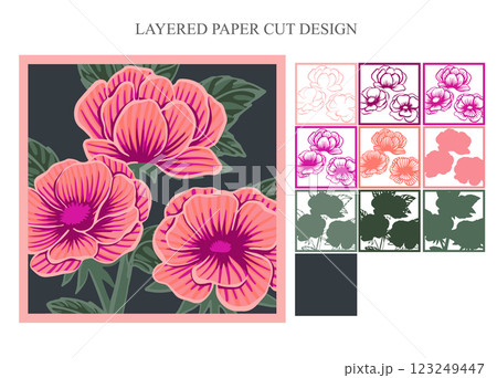 Layered flower paper cut Layered flower paper cut 123249447