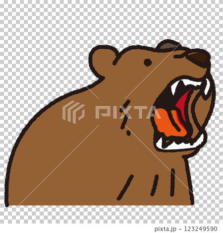 一隻咆哮的棕熊的可愛插圖 123249590