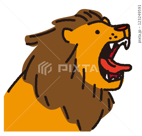 吠えるライオンのかわいいイラスト素材 123249591