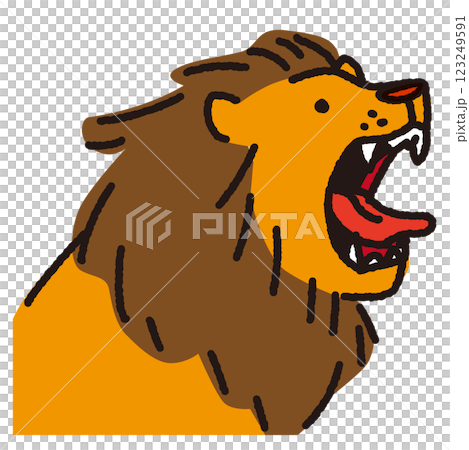 吠えるライオンのかわいいイラスト素材 123249591