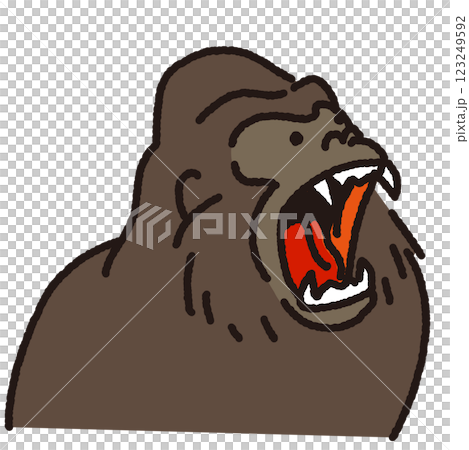 吠えるゴリラのかわいいイラスト素材 123249592