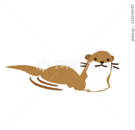 泳ぐカワウソのかわいいベクターイラスト素材 123249597