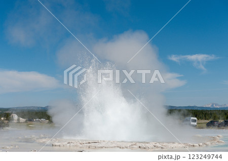 Geyser eruption in Yellowstone 123249744
